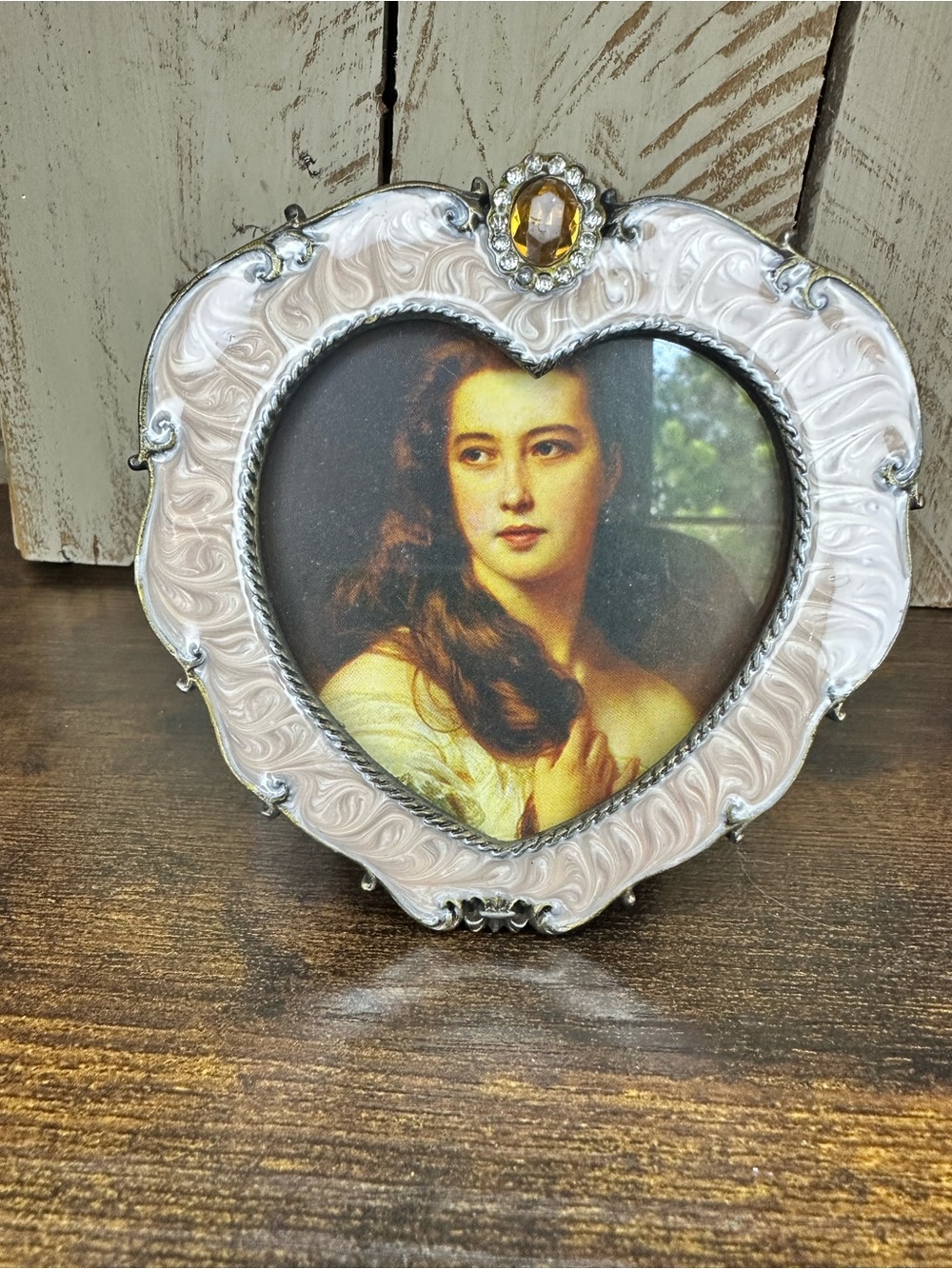 Collectives Vintage Style Heart Picture Frame Enamel Rhinestone 4x4
